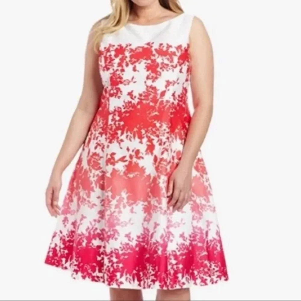 Pendleton Ombre Pink White Floral Sleeveless Bateau Mini Dress Size 10 Petite